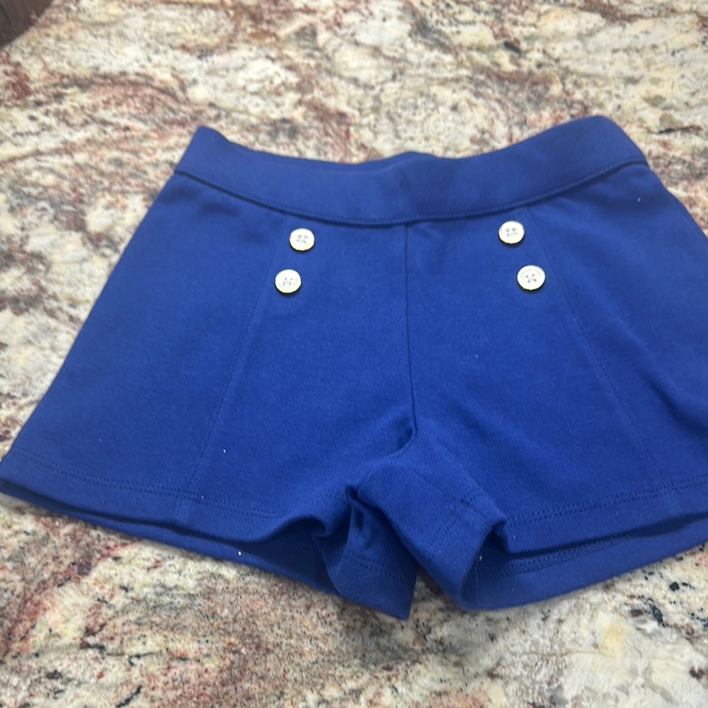 Blue Women's Shorts with Button Detail